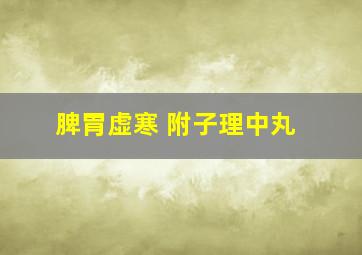 脾胃虚寒 附子理中丸